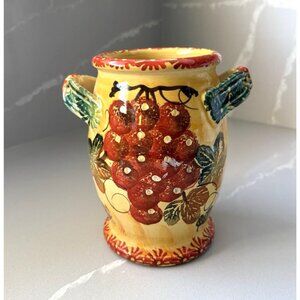 Italica ARS Pottery Vase Jug Pitcher Double Handle HandPainted Italy Mid Century